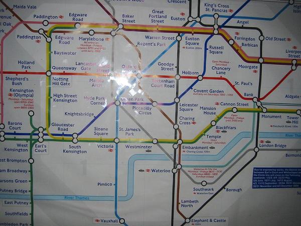 ロンドンの地下鉄路線図