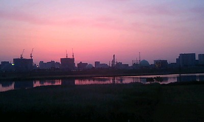 江戸川の朝焼け