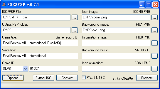 Ps1簡単圧縮 Psx2psp Gui For Popstation V 0 7 1 Psp活用情報局